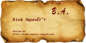 Bink Agenór névjegykártya